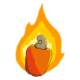 Imagem decorativa de um caju em chamas